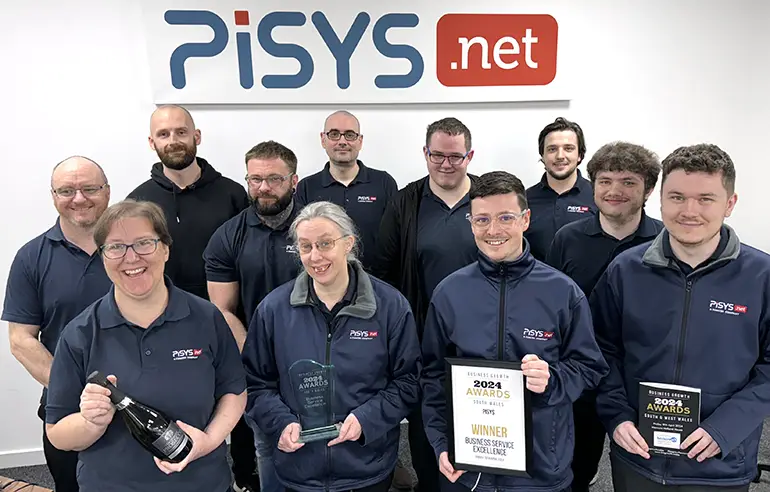 Pisys Business Service Excellence team celebrate winning the award