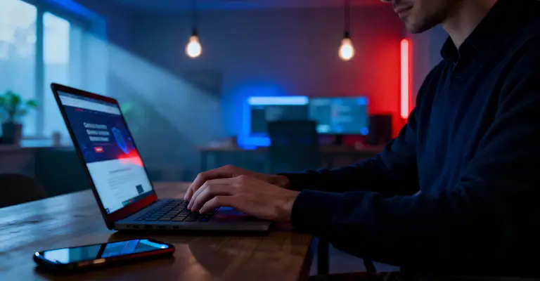 Person on laptop getting Free cyber security training from Pisys