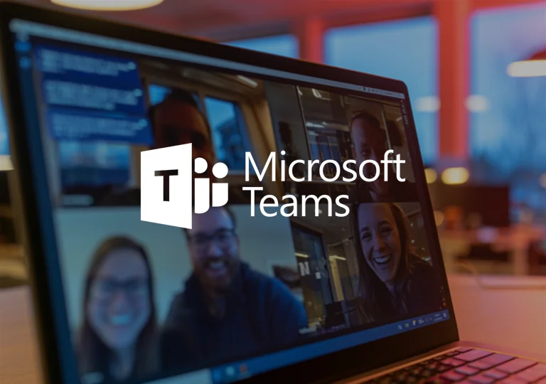 Microsoft Teams meeting updates displayed on a laptop screen during a virtual video conference, highlighting new meeting controls designed to improve productivity and reduce accidental call exits.